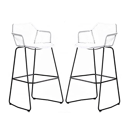 TBSZCM Frühstücksbarhocker, Sitzhöhe 29,5 Zoll, Barhocker, Moderne Hocker aus Kunststoff-Rattan, Thekenhöhe, lässige Stühle für Kücheninsel, Bar, Bistro, Bar-Thekenhocker (2 Stück) Run forward