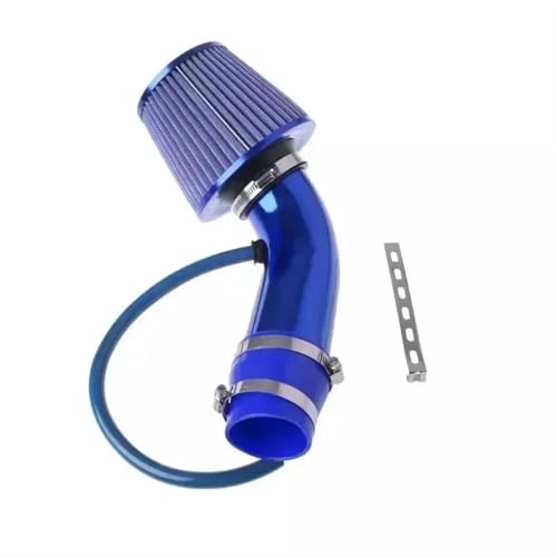 Auto Lufteinlass Ansaugschlauch Universal 76mm/3 Zoll Pilz Header Auto Cold Air Intake Kit Umwandlung Aluminium Rohr Kit Auto Ansaugrohr(Blau)