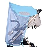 Kinderwagenmarkise mit Moskitonetz Babywagen Markise Sonnenverdeck Wind- und Insektenschutz Anti-UV UPF50+ Sonnenschutz Sommer Universal für Babyschale Sportwagen Buggy Abnehmbar