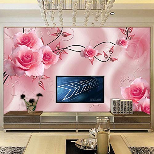 XLMING Rosa Rosen Bilder 3D Tapeten Home Esszimmer Sofa Schlafzimmer Wohnzimmer TV Hintergrund-250cm×170cm