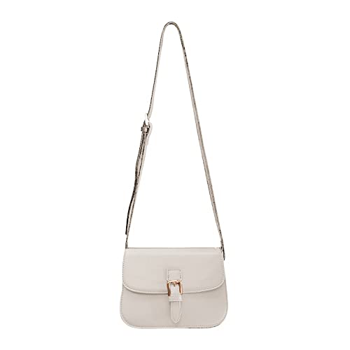 ohodhmnu Damen Tragetasche, modische Tasche, quadratische Taschen, PU-Lippenstift-Kosmetiktasche, Schultertaschen für Mädchen, Frauen, Crossbody-Tasche, Tragetasche, Geldbörse, Geldbörse, weiß, with