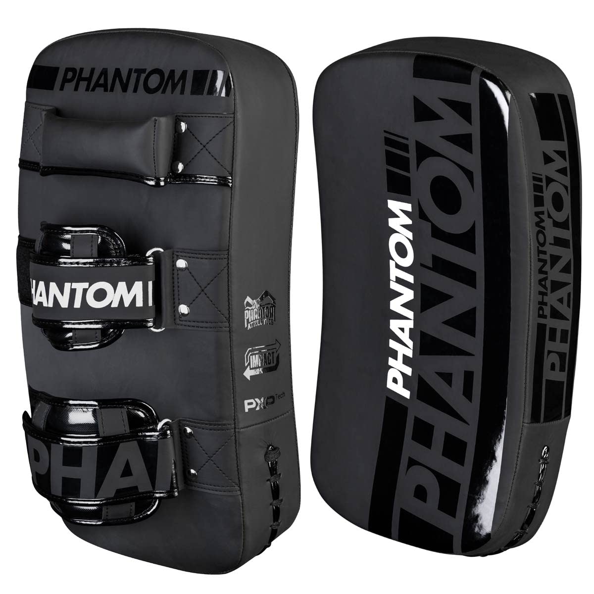 Phantom Athletics Pratzen - Thai Pads Set - Kampfsport Schlagpolster - 2 Stück (APEX Kick Pads - Schwarz)