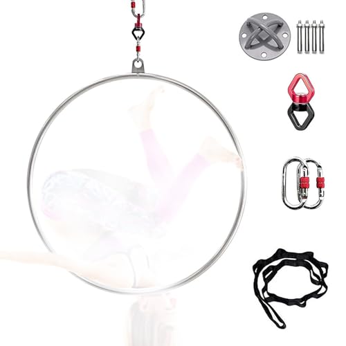 Premium Aerial Hoop Set Aerial Lyra Hoop Zirkusluftausrüstung Yoga Hoop Edelstahl Aerial Ring Set Aerial Dance Circus Ring,for Yoga Acrobatics Gymnastics,Diameter-80cm