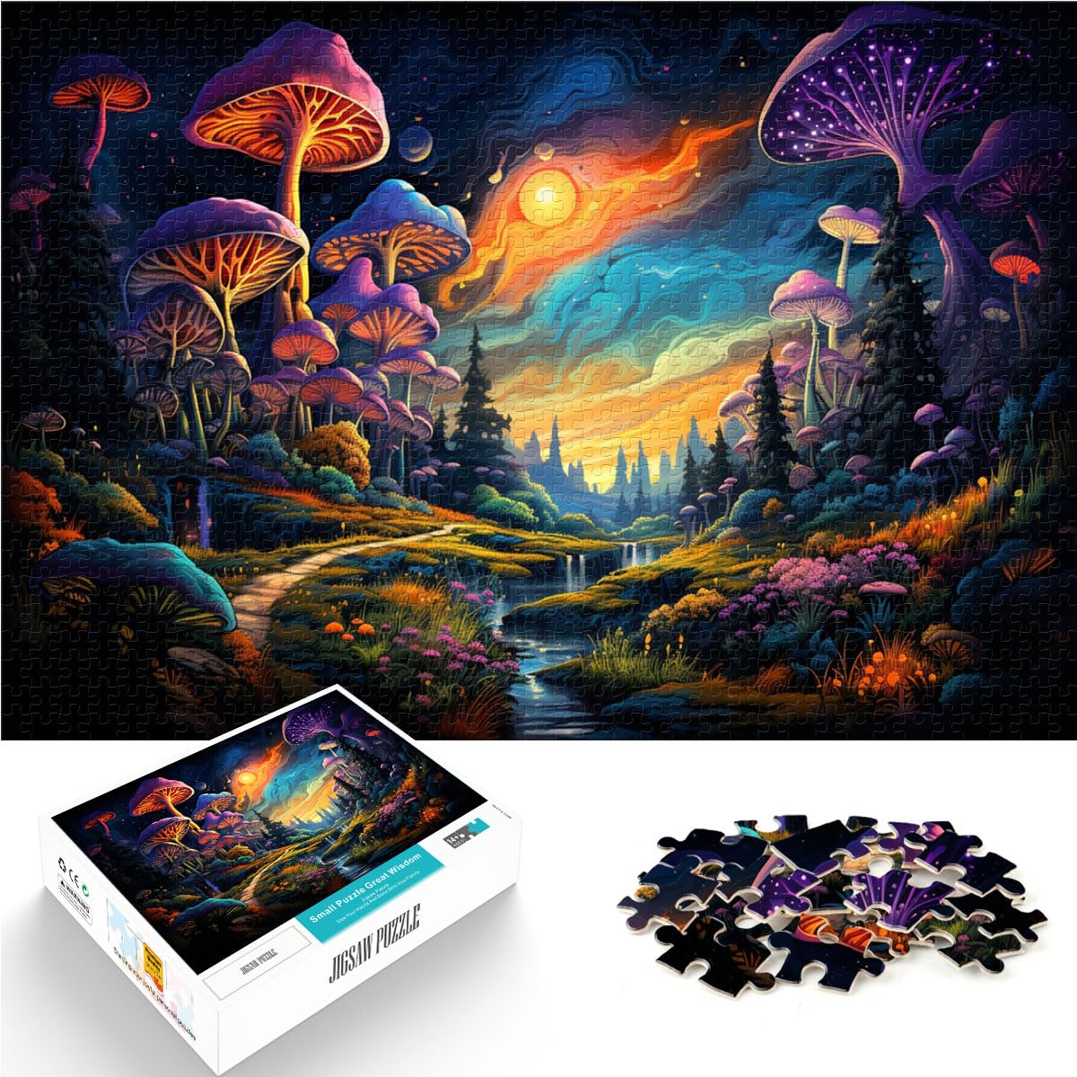 Puzzles Geschenke Spielzeug Schöne psychedelische Pilze 1000 Puzzles für Erwachsene 1000 Teile Holzpuzzle Dekomprimierendes geistiges Lernspielzeug 1000 Teile (50 x 75 cm)