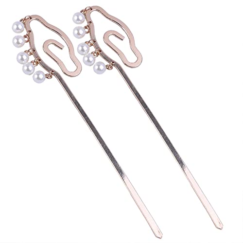 Retro-Haarbalken, chinesische Haarschläge, 2 Stück Haarstäbchen for Dutts, Kunstperlen, Haarstäbchen, elegante Haarnadeln, traditionelle klassische Essstäbchen, Haarschmuck for Frauen