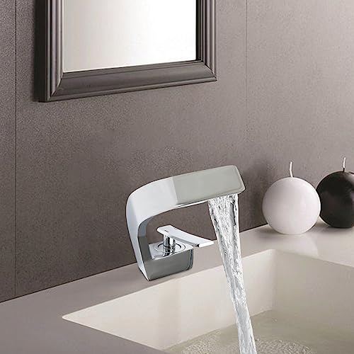 Bathroom Waterfall Tap Badarmatur Waschtischarmatur Bad Waschbecken Wasserhahn Basin Mixer Tap für Haushalte usw. (Silber)