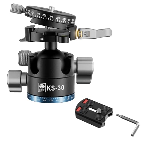 SIRUI KS-30 Flacher Kugelkopf 36mm, 360° Doppel-Panorama Aluminium Stativkopf für Kamera Camcorder, professioneller, robuster Kugelkopf für Stativ Kameraschieber, Maximale Belastbarkeit 20 kg