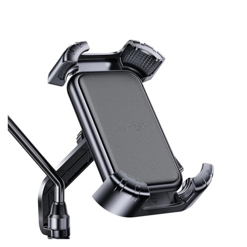 Handyhalterung Motorrad Motorrad-Telefonhalter 360°-Ansicht Universeller -Telefonhalter Für 4,7-7,2-Zoll-Mobiltelefonständer Stoßfester Halterungsclip Handyhalter Fahrrad(S2 Black)