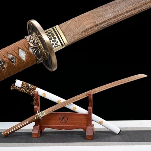 40 Zoll handgeschmiedetes Bokken,Katana aus natürlichem Palisanderholz + Handschützer aus Kupfer,mit Massivholzscheide,Anime-Holzschwert,für Cosplay,Dekoration,Weihnachten,Halloween,Kendo,Ausstellen