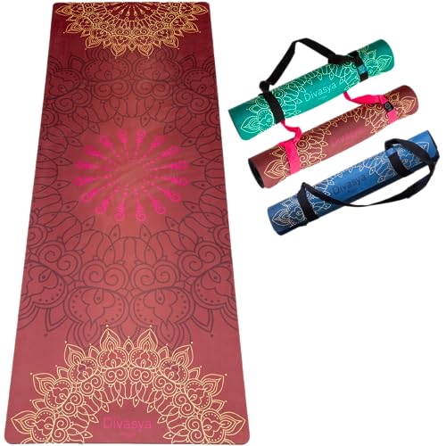 DIVASYA Yogamatte "soft-feeling" / Mandala samtrot, Naturkautschuk & Mikrofaser, 183 x 68 x 0,5cm