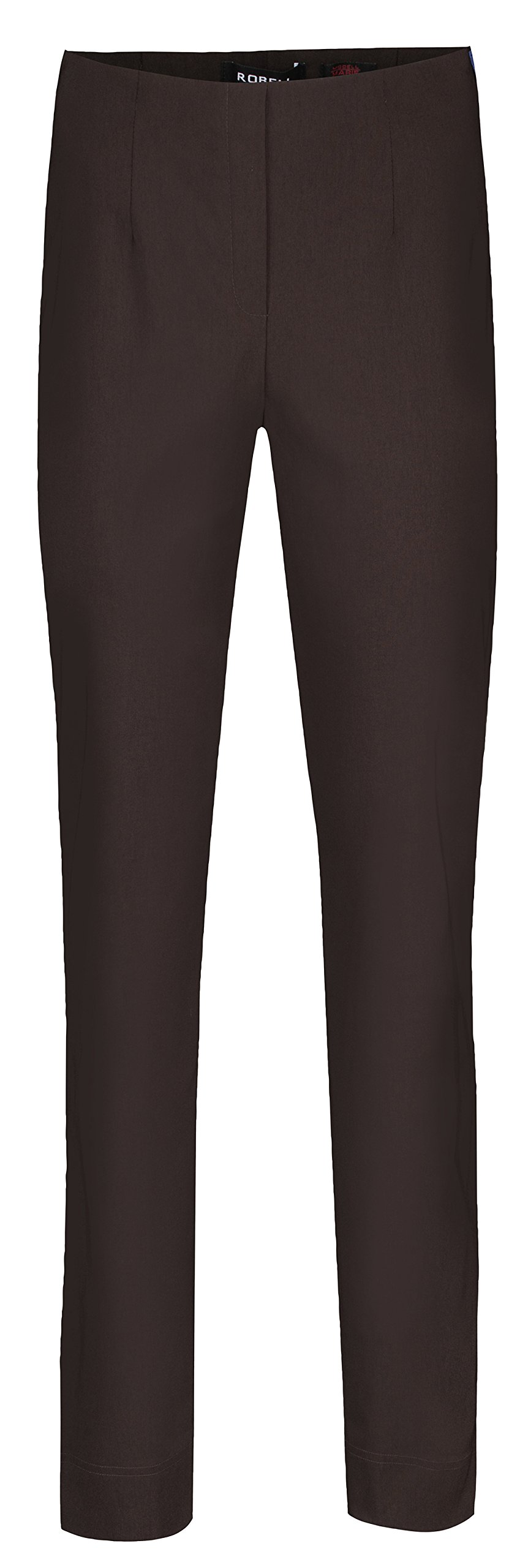 Robell Style Marie – Bequeme, stretchige Damenhose, Innenseite angeraut, Gerade geschnittenes Bein mit Schlitz Dunkel-Braun Größe 50