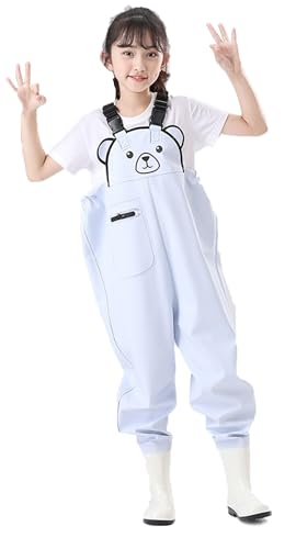 Outdoor Angeln Jagd Kinder Wader Hosen Wathose Kinder Wasserdicht Mit Stiefel Atmungsaktive PVC-Wathose Mit Stiefeln Im Elastischen Taillendesign Für Teenager Von 2 Bis 15 Jahren N,35