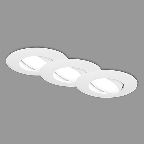 BRILONER - 3er Set LED Einbaustrahler 230V, LED Strahler Badezimmer IP65, Deckenstrahler stufenlos dimmbar, LED Spots, Deckenspots, Badezimmerlampe, Weiß, 90x45 mm (DxH)