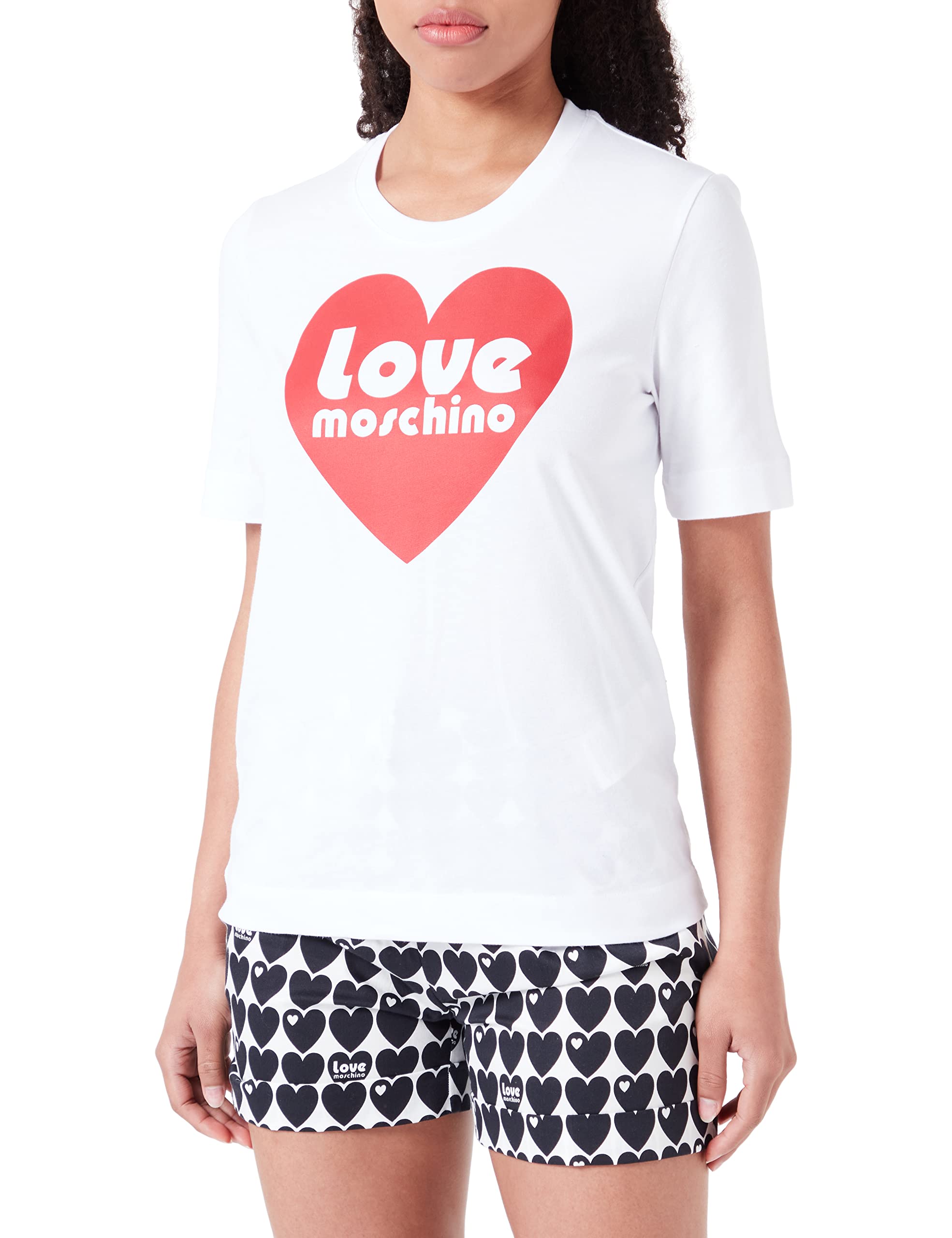 Love Moschino Women's Regular fit Short-Sleeved T-Shirt, Optical White, 40