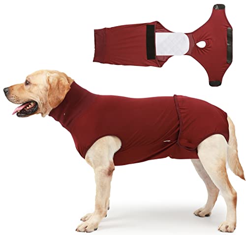 DHGTEP Hund Chirurgie Erholung Anzug Anti Angst Hund Bauch Bands Jacke Weste Halten Relief Beruhigende Wrap Kleidung für Samll Medium Große Hunde (Farbe : Rot, Größe : M)