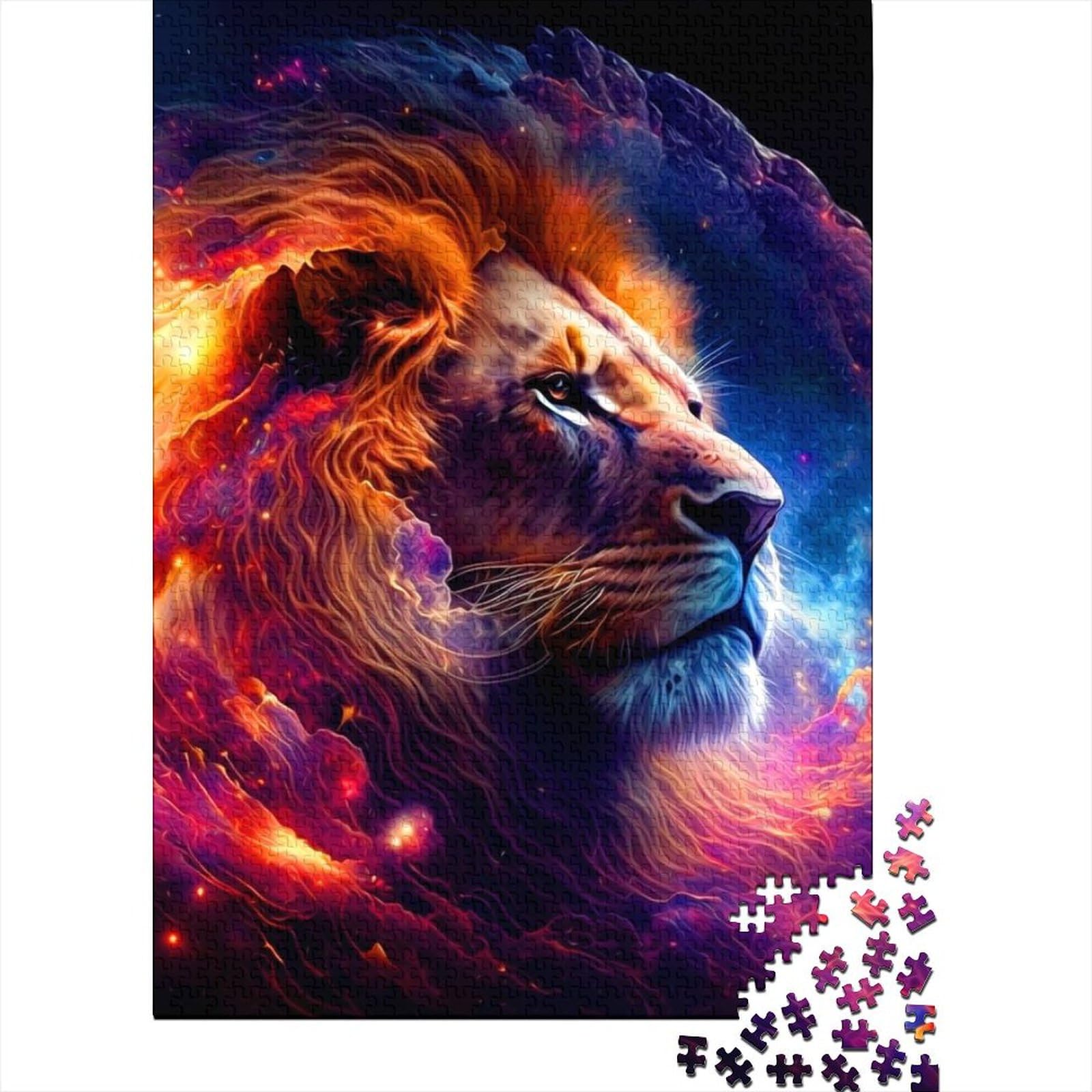 Löwe Holzpuzzle für Erwachsene Puzzle 1000 Teile Puzzle für Erwachsene Puzzle Geschenke Dekomprimierendes geistiges Lernspielzeug 75x50cm