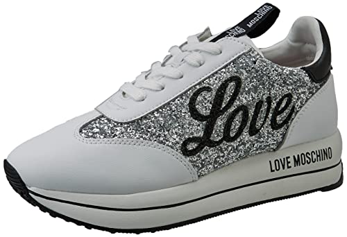 Love Moschino Damen Sneakerd.run40 Glitter+Nappa+Nylon Sneaker, Mehrfarbig, 35 EU