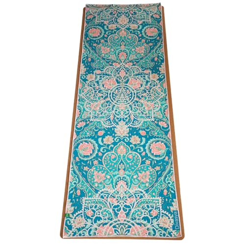 Divasya Yoga-Handtuch-Set (recycelte Mikrofaser): 1 rutschfestes Yoga-Handtuch (Antirutsch-Noppen), 183x61cm, als Yogamatten-Auflage, für Reise/Studio, Plus 1Gesichtshandtuch (Vintage Rosery)