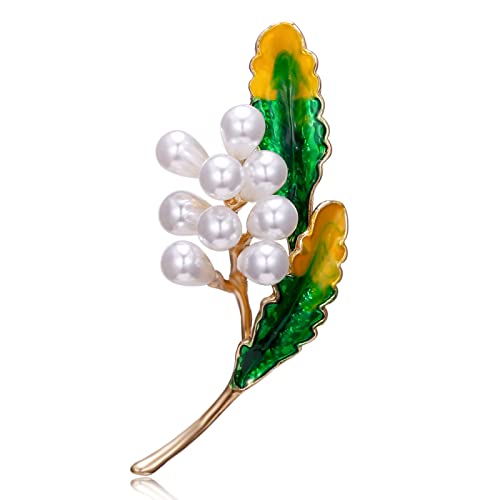 Damen-Schal-Clips, Vintage-Imitat-Baum-Blatt-Broschen, modische Pflanzenblatt-Zweig-Emaille-Anstecknadeln, elegante Abzeichen, Hochzeits-Corsage-Schmuckbroschen (Color : 6)