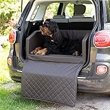 CopcoPet - Travel Bed Hundebett für Kofferraum 80x55x38 cm Kunstleder - Kofferraumschutz Hund wasserabweisend & Kratzfest - Hundebett Auto mit Anschnallsystem & Schutzdecke - Reisebett Hund Braun