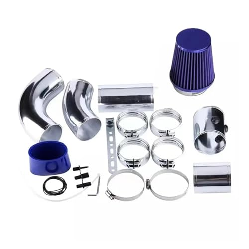 Induktion Schlauch Kit Universalfilter, 76 MM Kaltluftfilter-Ansaugrohrkombination, Leistungsinduktion, Auto-Ansaugrohrschlauch-Umbausatz Auto Luftansaug(Blau)