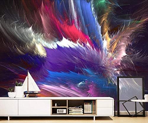 XLMING Abstrakte Kunst Bunte Federn Küche Esszimmer Arbeitszimmer Wohnzimmer TV Hintergrund Wand 3D Tapete-200cm×140cm