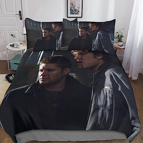 Supernatural Exquisite Bettwäschesets Für Jedes Alter Superhelden 3-teilige Duvet-Cover-Sets Mit 3D-Print Und Verstecktem Reißverschluss, Einschließlich Passender Kissenbezüge Double（200x200cm）