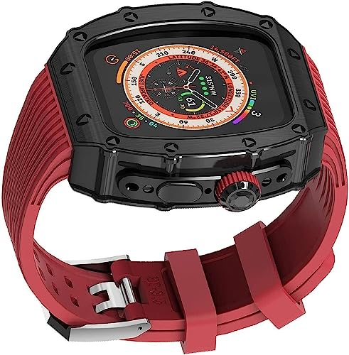 NEYENS Weiches Silikon-Uhrenarmband, Metallgehäuse, für Apple Watch Ultra 8 49 mm, Edelstahl-Uhrenabdeckung, Sportbänder, integriertes Armband, Militärschutz, Uhrenzubehör mit Werkzeug, For 49mm,