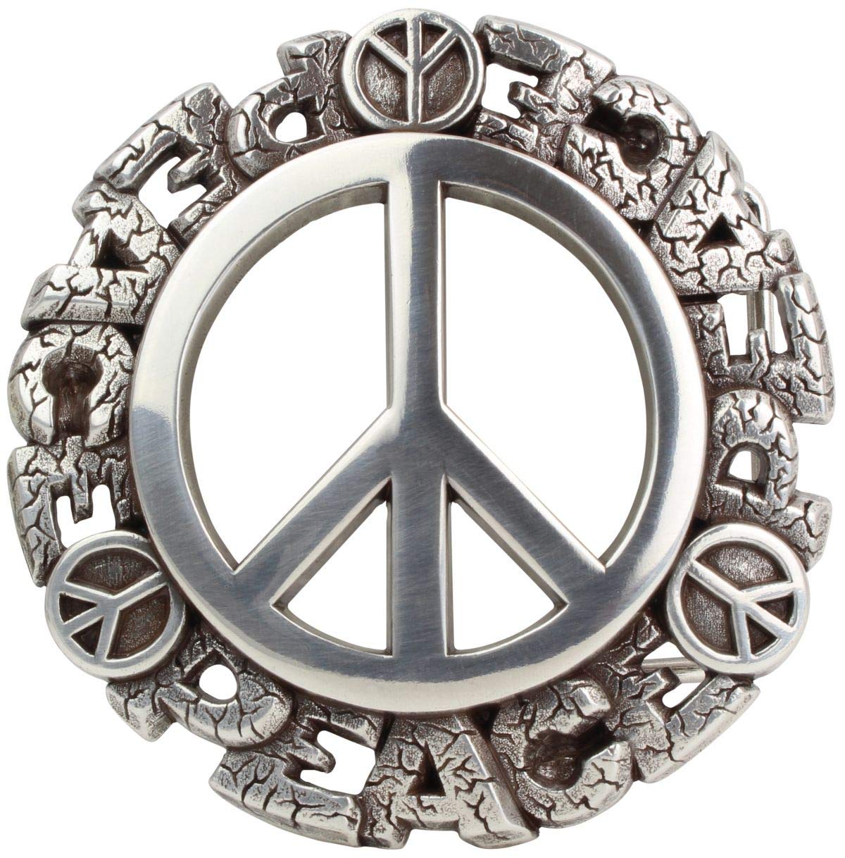 BELTINGER Gürtelschnalle Peace 4,0 cm | Buckle Wechselschließe Gürtelschließe 40mm Massiv | Wechselgürtel bis 4cm | Silber