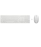 HP 650 kabellose Tastatur und Maus Bundle (20 programmierbare Tasten, QWERTZ Layout, 4.000 DPI, USB Dongle, 3 Tasten, Scrollrad) Weiß