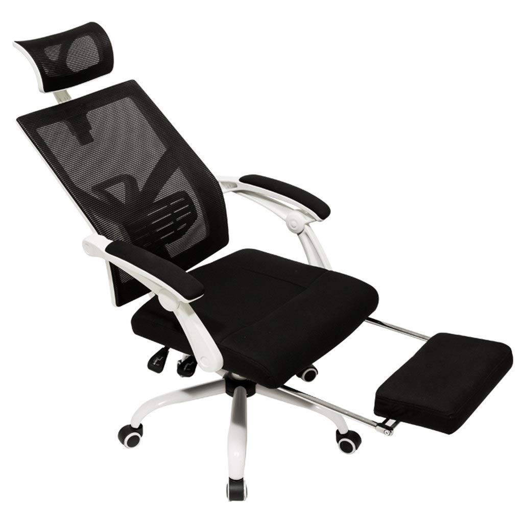 QYZUJIKL Bürostuhl Racing Chair Liegender drehbarer Gaming-Stuhl PU-Sitz Bürosessel mit Fußstütze