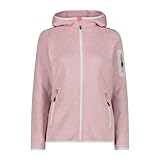 CMP - Damen Knit-Tech Jacke mit fester Kapuze, Rose-Weiß, 54