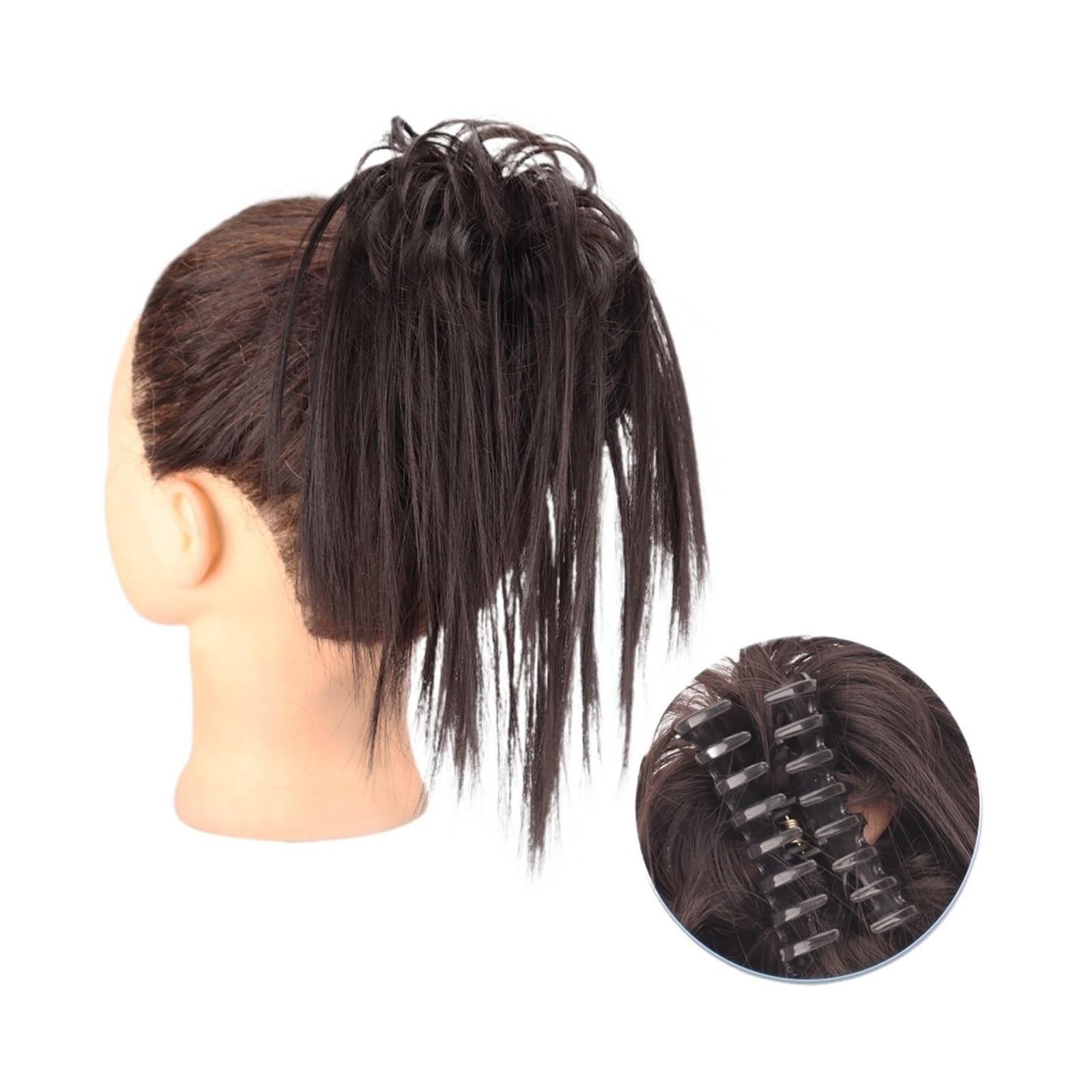 Haarteil Synthetische Haarverlängerung mit Krallenclip, unordentlicher Dutt, flauschiger Chignon, schwarzblonder Haarknoten, Hochsteckfrisur, falsches natürliches Haarteil for Frauen Haarverlängerung(