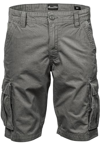 Amaci&Sons Herren Cargoshorts Männer Kurze Bermuda Hose Regular Fit 7027 Dunkelgrau W34