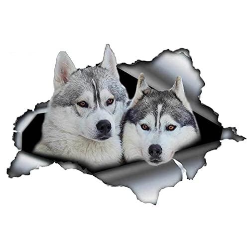 ALANZE 2Pcs Auto Aufkleber Husky Hund Haustier Tier Wasserdicht Vinyl Aufkleber Auto Zubehör Dekor Dekoration Aufkleber Autoaufkleber Laptop Koffer LKW Zubehör