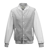 Just Hoods College Jacke 'Varsity Jacket, Heather Grey/White, XL