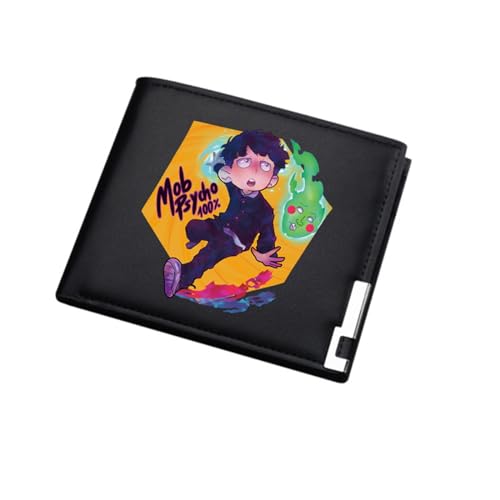 RYNDEX M-ob Psyc-ho 100 Geldbörse Anime, Kunstleder Kartenetui Geldtasche mit Münzfach, Kunstleder Geldbörse Münzbörse Wallet, Game Fans Teens Geburtstagsgeschenk(Color:Multicolor)