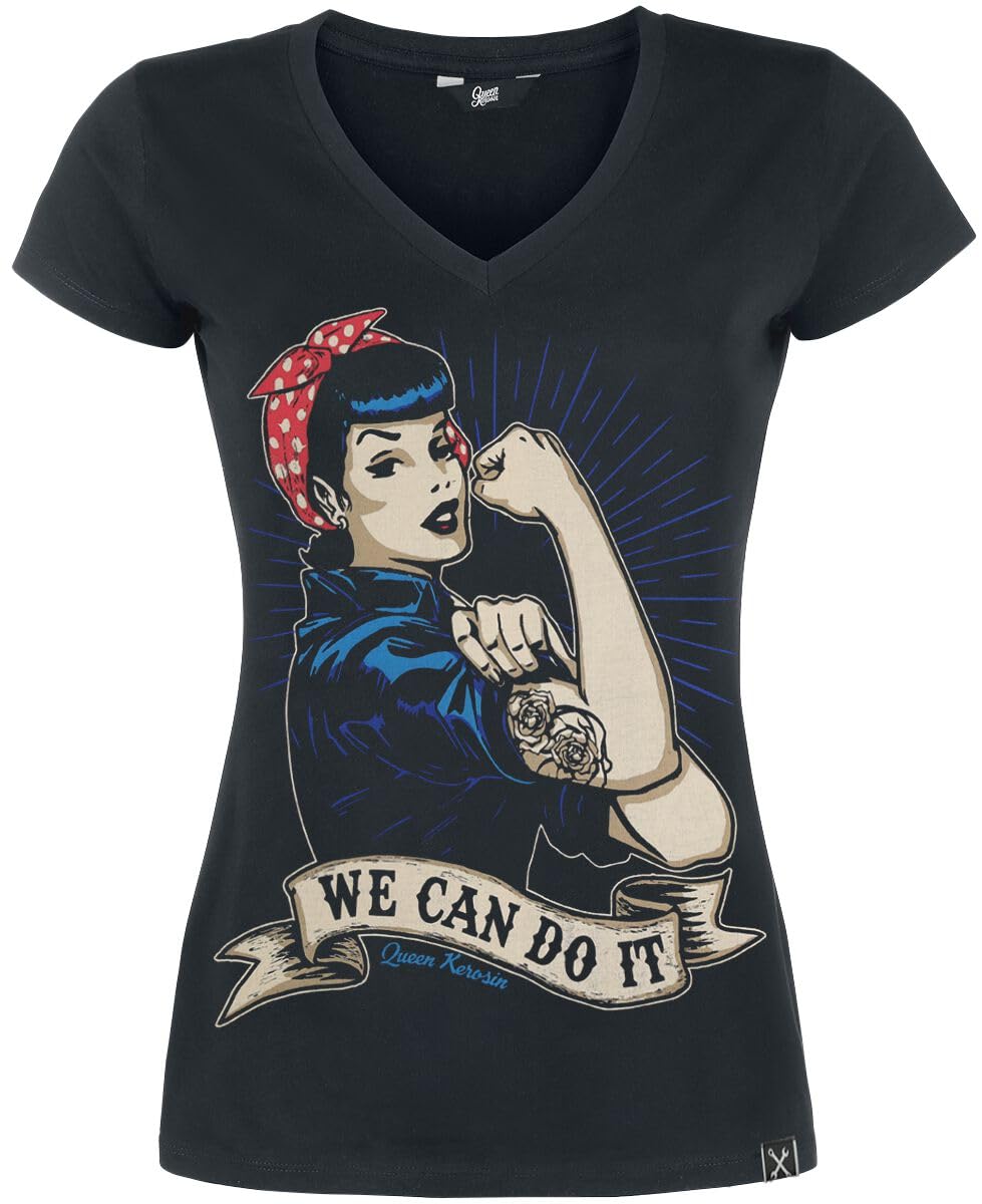 Queen Kerosin We Can Do It Frauen T-Shirt schwarz 3XL