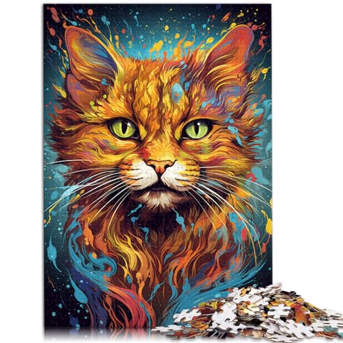 Puzzle, farbenfrohes psychedelisches Katzenpuzzle, 1000 Teile, für Erwachsene, Holzpuzzle, Spaß für Aktivitäten zu Hause, Geburtstagsgeschenk, Reisegeschenk, 1000 Stück (50 x 75 cm)