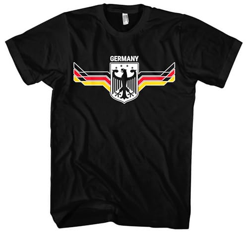 Deutschland Herren T-Shirt | Germany Fußball Deutschland Trikot Deutschland Shirt EM WM Deutschland Flagge Tshirt | M6 Schwarz (3XL)