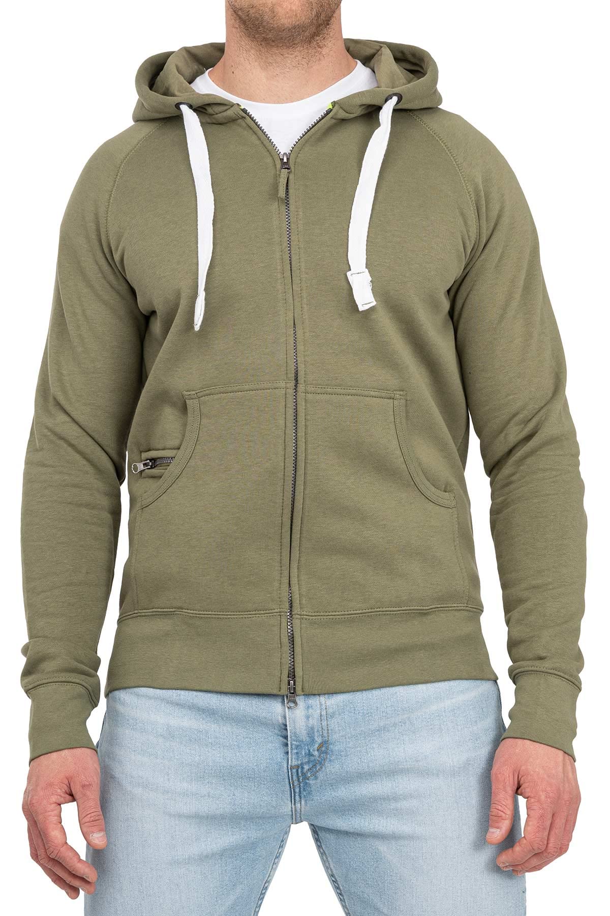 Happy Clothing Herren Kapuzenjacke mit Zip, Größe:L, Farbe:Olivgrün