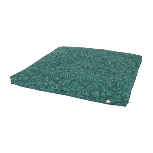 Bodhi Meditationsmatte ZABUTON aus Maharaja Collection | Gemusterte Yoga Matte mit abnehmbarem Bezug aus Bio-Baumwolle | Meditationskissen Unterlage | Maße 80 x 80 x 6 cm (deep Green/Bodhi Leaves)