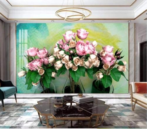 Bunte Blumen 3D Tapete Poster Restaurant Schlafzimmer Wohnzimmer Sofa TV Dekorative Wand-250cm×170cm