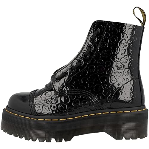 Dr. Martens Unisex Amphibians, Black Patent Lamper Leopard Emboss, 40 EU