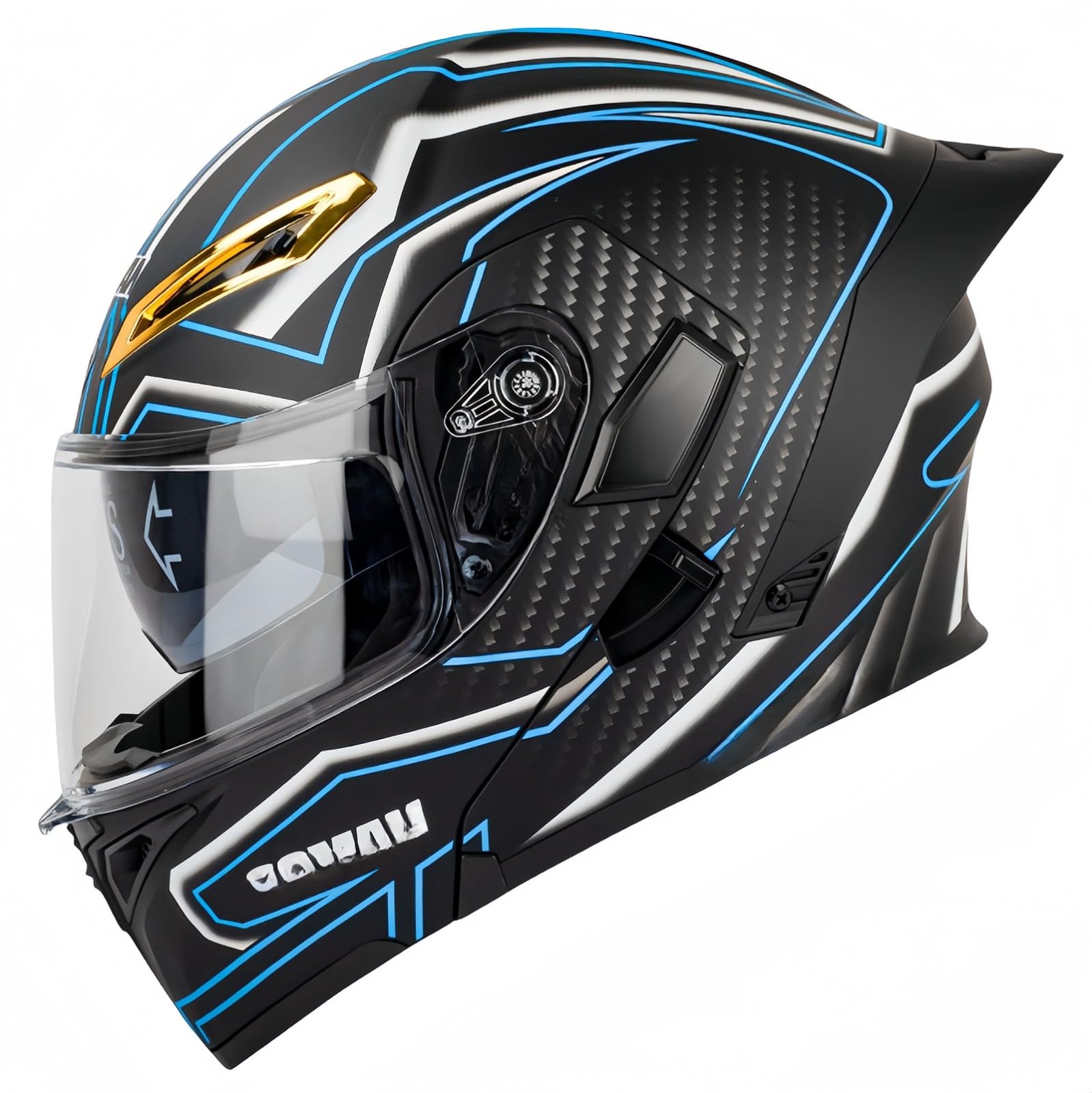 Modularer Motorradhelm, integrierter Motorradhelm, ECE-geprüfter, atmungsaktiver Rollerhelm mit Doppelvisier, Herren- und Damen-Rollerhelm, Doppel-Integralhelm J,XL61-62CM