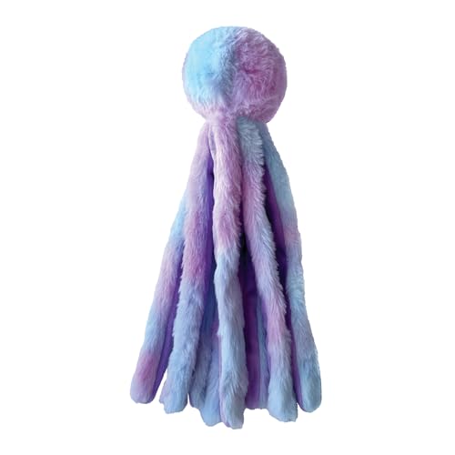 foufouBRAND Kleiner Fuzzy Wuzzy Octopus Haustierspielzeug, 32 cm Höhe, Pink und Lila, Haustierzubehör