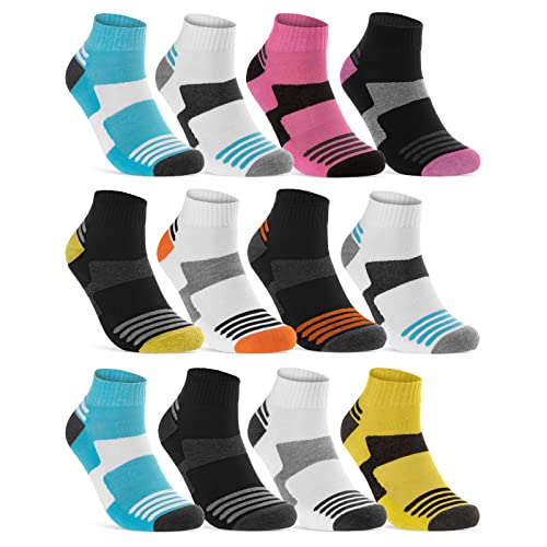 6 oder 12 Paar Sneaker Socken Damen Sport verstärkte Frotteesohle Sportsocken Damensocken - 36850/26 (12 Paar | Farbmix 2, 39-42)