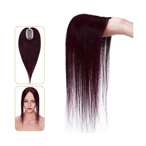 Haartopper für Frauen Echthaar-Topper for Frauen, 6 x 9 cm, handgebundene Haar-Topper mit Seidenbasis, 110% indisches Haar, glattes, natürliches Haarteil, Clip-in-Haarverlängerung Haarteil Topper Tou