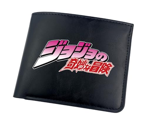 RYNDEX Jo-Jo's Bizar-re Adventu-re Anime-Geldbörsen, Cartoon-Druck Geldbörse Klein, PU-Leder Geldbörse Brieftasche Wallet(Color:Black 12)