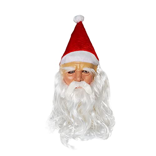 WELLDOER Weihnachtsmann-Latex-Maske, Kopfbedeckung, halbes Gesicht, Kopfschmuck, Partyzubehör für Erwachsene, Festival, Kostüm, Cosplay, Requisiten, Zubehör, Weihnachts-Kopfbedeckung